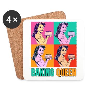 Backen Torte Backkönigin Backfee Bäckerin Pop Art - Untersetzer (4er-Set) - Weiß - Vorne