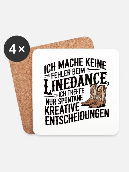 Lindedance Line Dance Line Dancing - Untersetzer (4er-Set) - Weiß