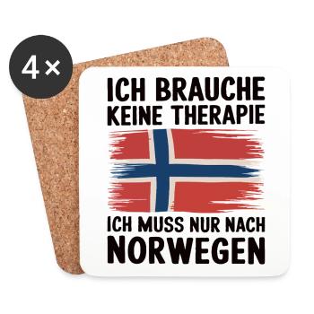 Norwegen Norwegische Flagge Norwegen Urlaub - Untersetzer (4er-Set) - Weiß - Vorne