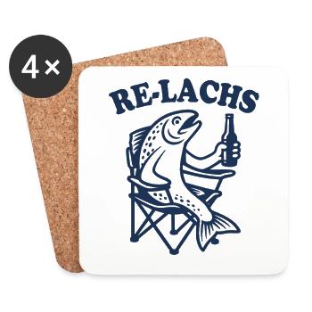 Re-Lachs Relax - Fisch - Angler Geschenk - Untersetzer (4er-Set) - Weiß - Vorne