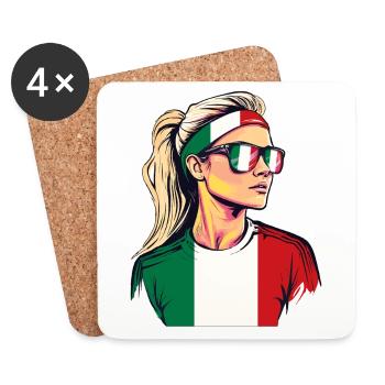 Italie drapeau drapeau femme lunettes de soleil fan jersey - Dessous de verre (lot de 4) - blanc - Devant