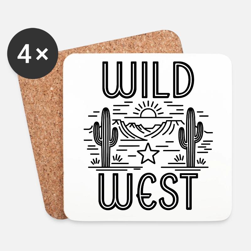 Wilder Westen - Untersetzer (4er-Set) - Weiß