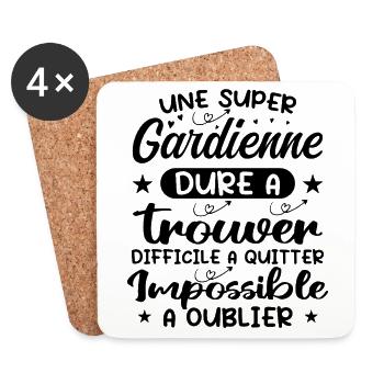 Une Super Gardienne - Cadeau gardienne - Dessous de verre (lot de 4) - blanc - Devant