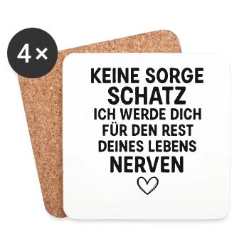 Ne t’inquiète pas chérie - Design d’amour effronté - Dessous de verre (lot de 4) - blanc - Devant