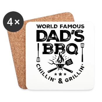 World Famous Dad's BBQ Chillin' & Grillin' Pitmast - Coasters (set of 4) - white - Front