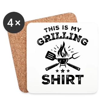 This Is My Grilling Shirt Funny BBQ Smoker Meat - Coasters (set of 4) - white - Front