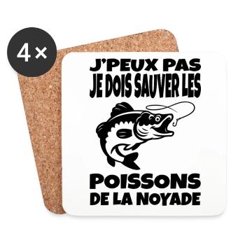 J’peux pas je dois sauver les poissons - Dessous de verre (lot de 4) - blanc - Devant