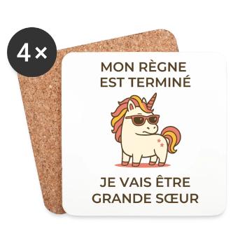 Je vais être grande sœur Licorne drôle - Dessous de verre (lot de 4) - blanc - Devant