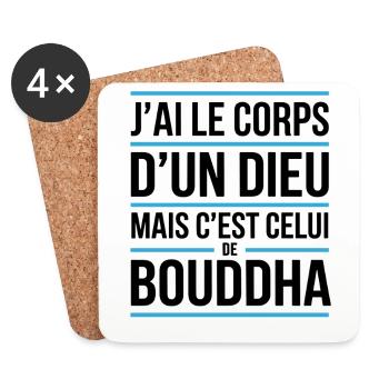 T-shirt humour Bouddha Corps d’un dieu - Dessous de verre (lot de 4) - blanc - Devant