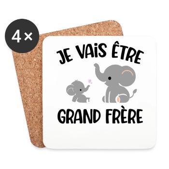 T-shirt Je Vais Être Grand Frère Annonce Bébé - Dessous de verre (lot de 4) - blanc - Devant