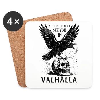 Odin Rabe - See you in Valhalla - Mythologie - Untersetzer (4er-Set) - Weiß - Vorne