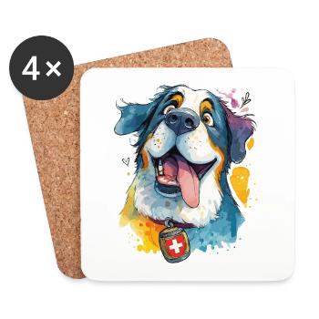 Majestic Swiss St. Bernard - Coasters (set of 4) - white - Front