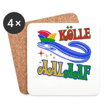 Kölle Aalaaf - Jecker Aal mit Narrenkappe Kostüm - Untersetzer (4er-Set) - Weiß - Vorne