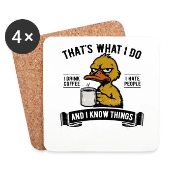 I drink coffee, I hate people and I know things - Coasters (set of 4) - white - Front