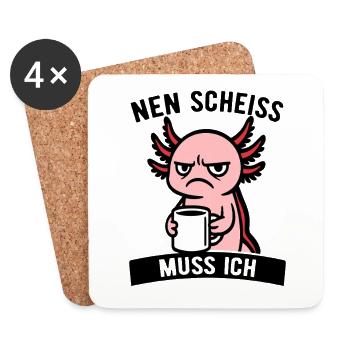 Frecher Axolotl - Nen Scheiß muss ich - Kaffee - Untersetzer (4er-Set) - Weiß - Vorne