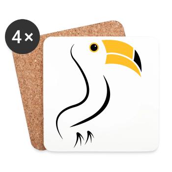 toucan silhouette - Dessous de verre (lot de 4) - blanc - Devant