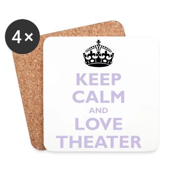 Keep Calm & Love Theater - Coasters (set of 4) - white - Front