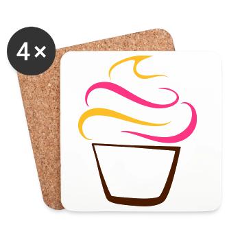 Cupcake Federzeichnung - Untersetzer (4er-Set) - Weiß - Vorne