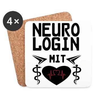 Neurologin mit Herz Geschenk - Untersetzer (4er-Set) - Weiß - Vorne