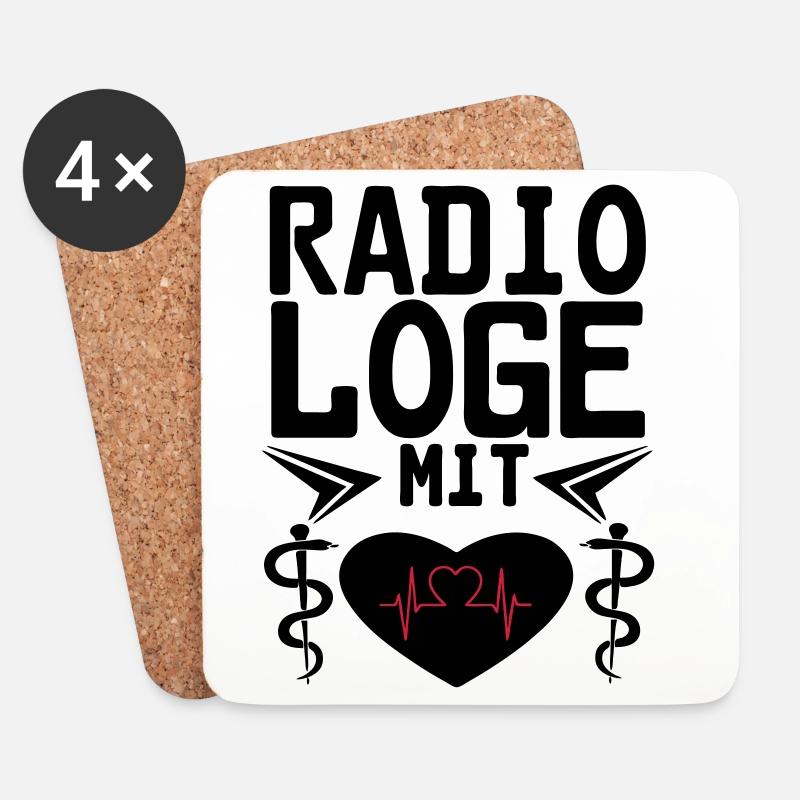 Radiologe mit Herz Geschenk - Untersetzer (4er-Set) - Weiß