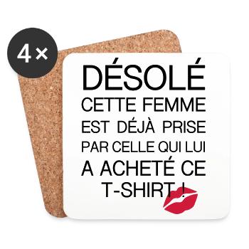 desole femme prise - Dessous de verre (lot de 4) - blanc - Devant