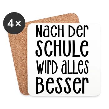 nach der Schule - Untersetzer (4er-Set) - Weiß - Vorne