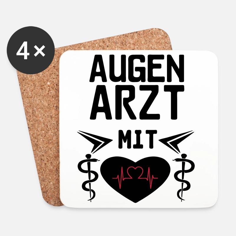 Augenarzt mit Herz Geschenk - Untersetzer (4er-Set) - Weiß