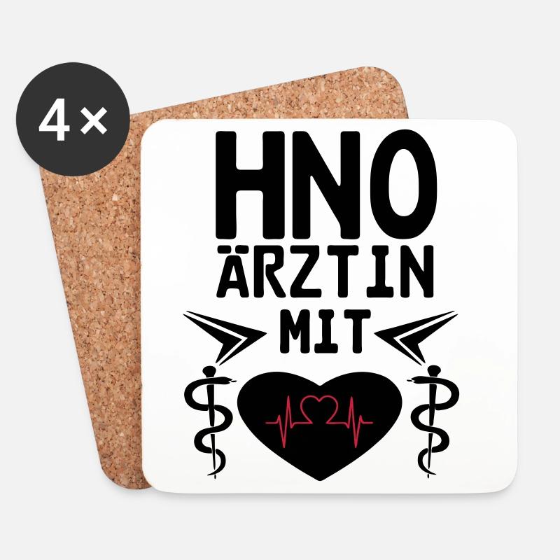 HNO Ärztin mit Herz Geschenk - Untersetzer (4er-Set) - Weiß