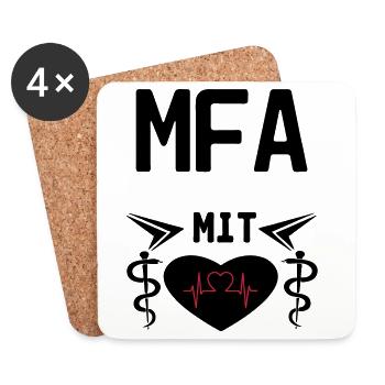 MFA mit Herz Geschenk Medizin Spruch - Untersetzer (4er-Set) - Weiß - Vorne