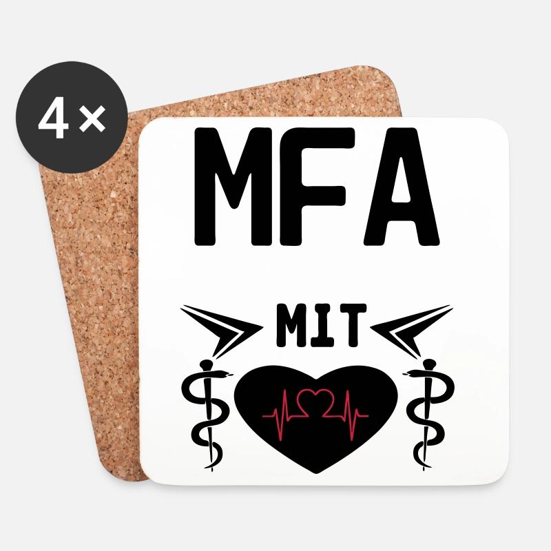 MFA mit Herz Geschenk Medizin Spruch - Untersetzer (4er-Set) - Weiß