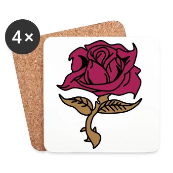 Rose (fleur) - Dessous de verre (lot de 4) - blanc - Devant