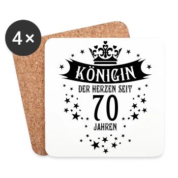 Königin der Herzen seit 70 Jahren Geburtstag - Untersetzer (4er-Set) - Weiß - Vorne