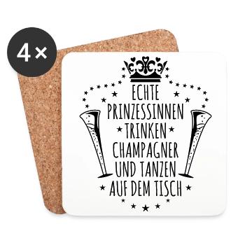 37 Echte Prinzessinnen trinken - Untersetzer (4er-Set) - Weiß - Vorne