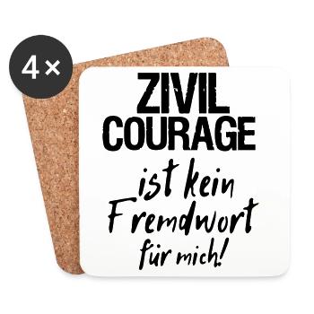 Zivilcourage Sprüche, Geschenk - Untersetzer (4er-Set) - Weiß - Vorne