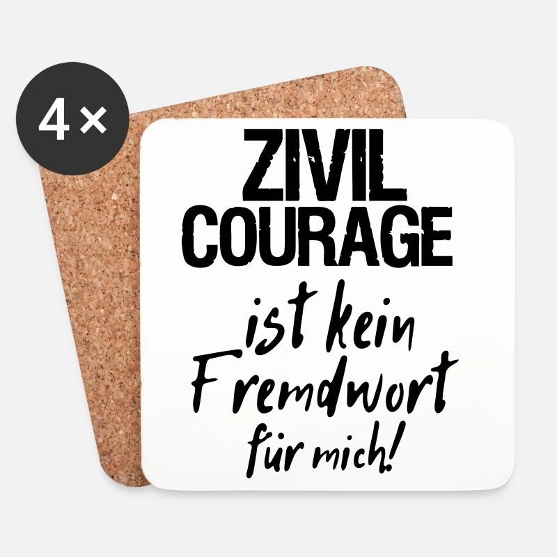 Zivilcourage Sprüche, Geschenk - Untersetzer (4er-Set) - Weiß