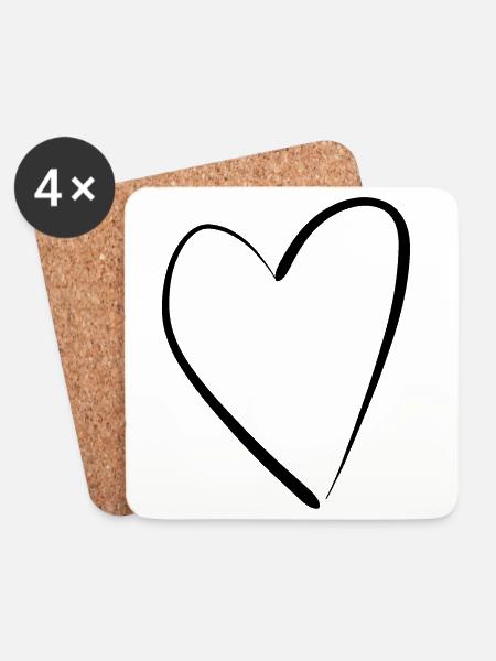 Heart - Untersetzer (4er-Set) - Weiß