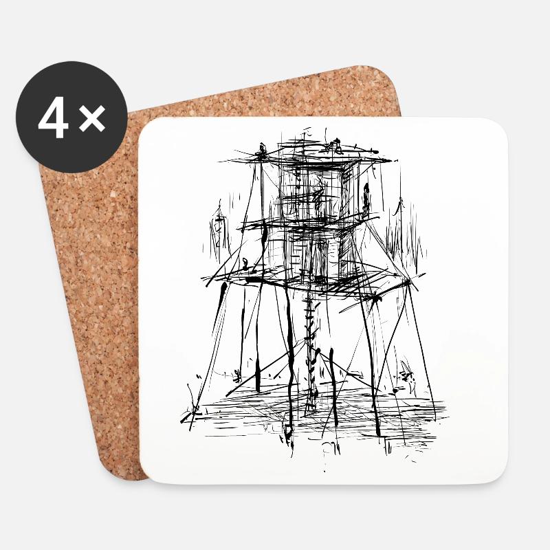Architektur Turm - Untersetzer (4er-Set) - Weiß