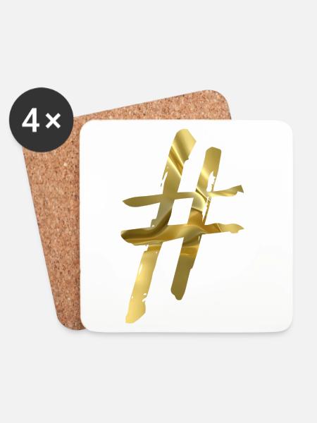 Goldfolien Hashtag Muster - Untersetzer (4er-Set) - Weiß