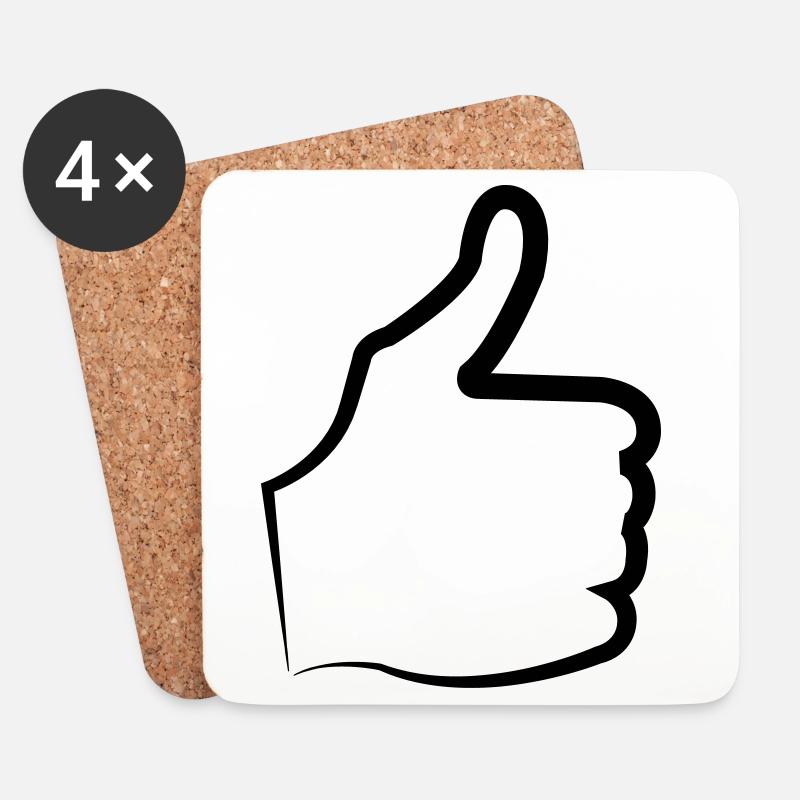 Daumen hoch thumb - Untersetzer (4er-Set) - Weiß