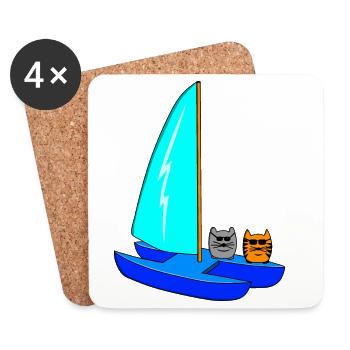 navigation à voile - Dessous de verre (lot de 4) - blanc - Devant