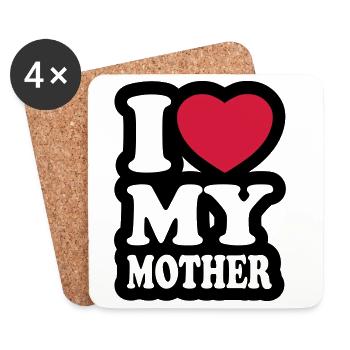 I love my mother - J'aime ma mère - Dessous de verre (lot de 4) - blanc - Devant