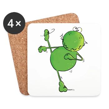 Dancing Frosch - Frösche - Sport - Untersetzer (4er-Set) - Weiß - Vorne
