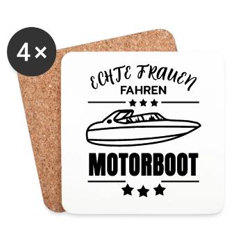 Echte Frauen fahren Motorboot - Untersetzer (4er-Set) - Weiß - Vorne