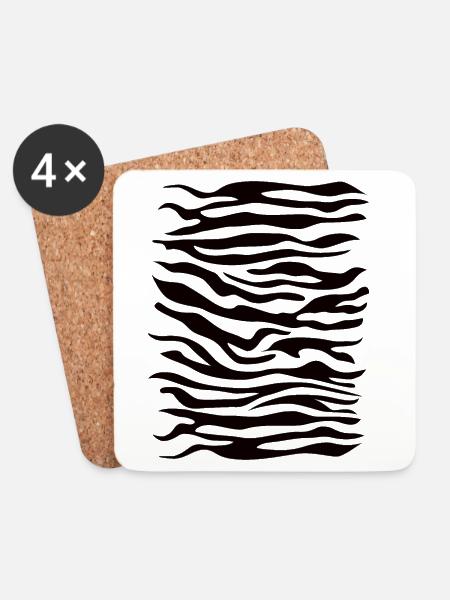 Zebra Muster schwarz - Untersetzer (4er-Set) - Weiß