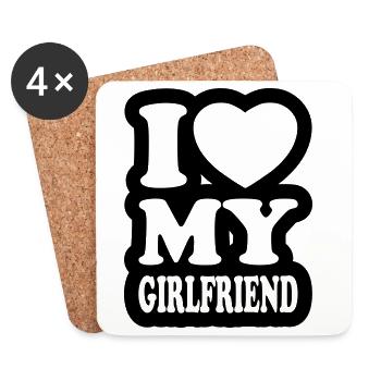 I love my girlfriend - J'aime mon amie - Dessous de verre (lot de 4) - blanc - Devant