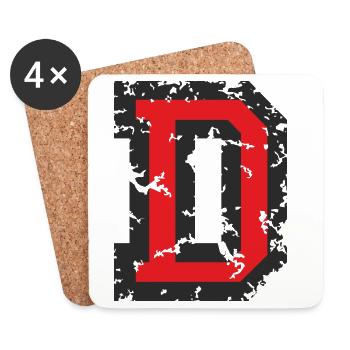 D (Vintage Rot) Buchstabe D - Untersetzer (4er-Set) - Weiß - Vorne