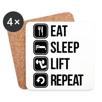 eat sleep lift repeat - Coasters (set of 4) - white - Front