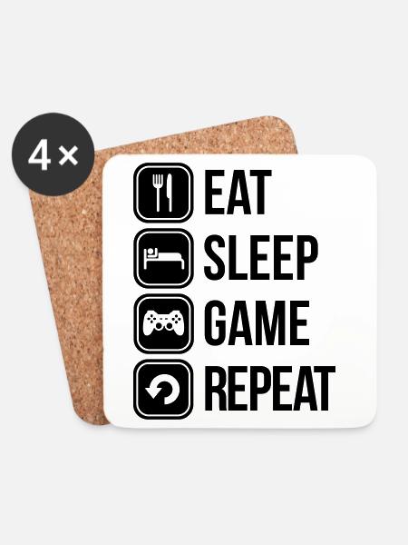eat sleep game repeat spiele - Untersetzer (4er-Set) - Weiß