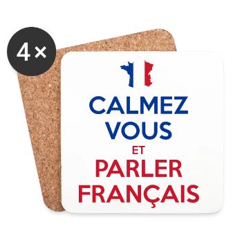 Calmez Vous et Parler Français - Dessous de verre (lot de 4) - blanc - Devant