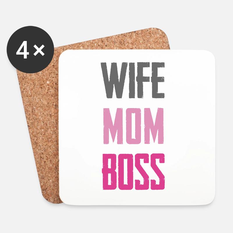 Wife Mom – Starke Rollen-Statement - Untersetzer (4er-Set) - Weiß